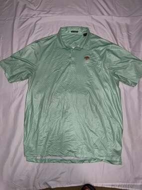 Divots Kiawah Island Golf Resort Performance Polo Shirt XXL Mint Green Patterned